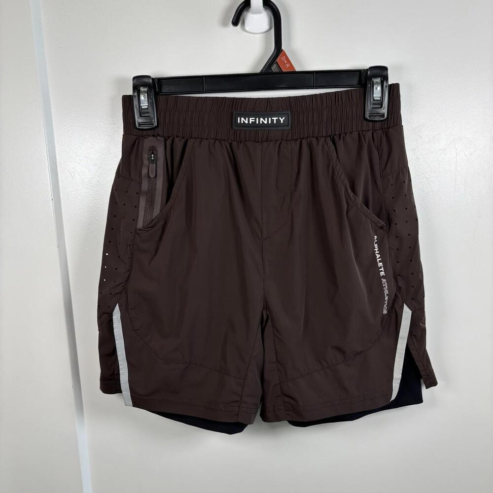 Alphalete Women's Shorts Infinity Chocolate Brown Size XS Infinity Zip Pocket